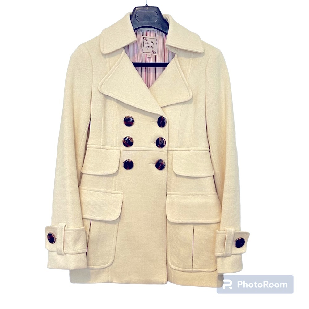 Nanette Lepore Cream Double Breasted Pea Coat XS